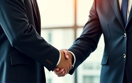 Professionals shaking hands in a successful recruitment meeting.